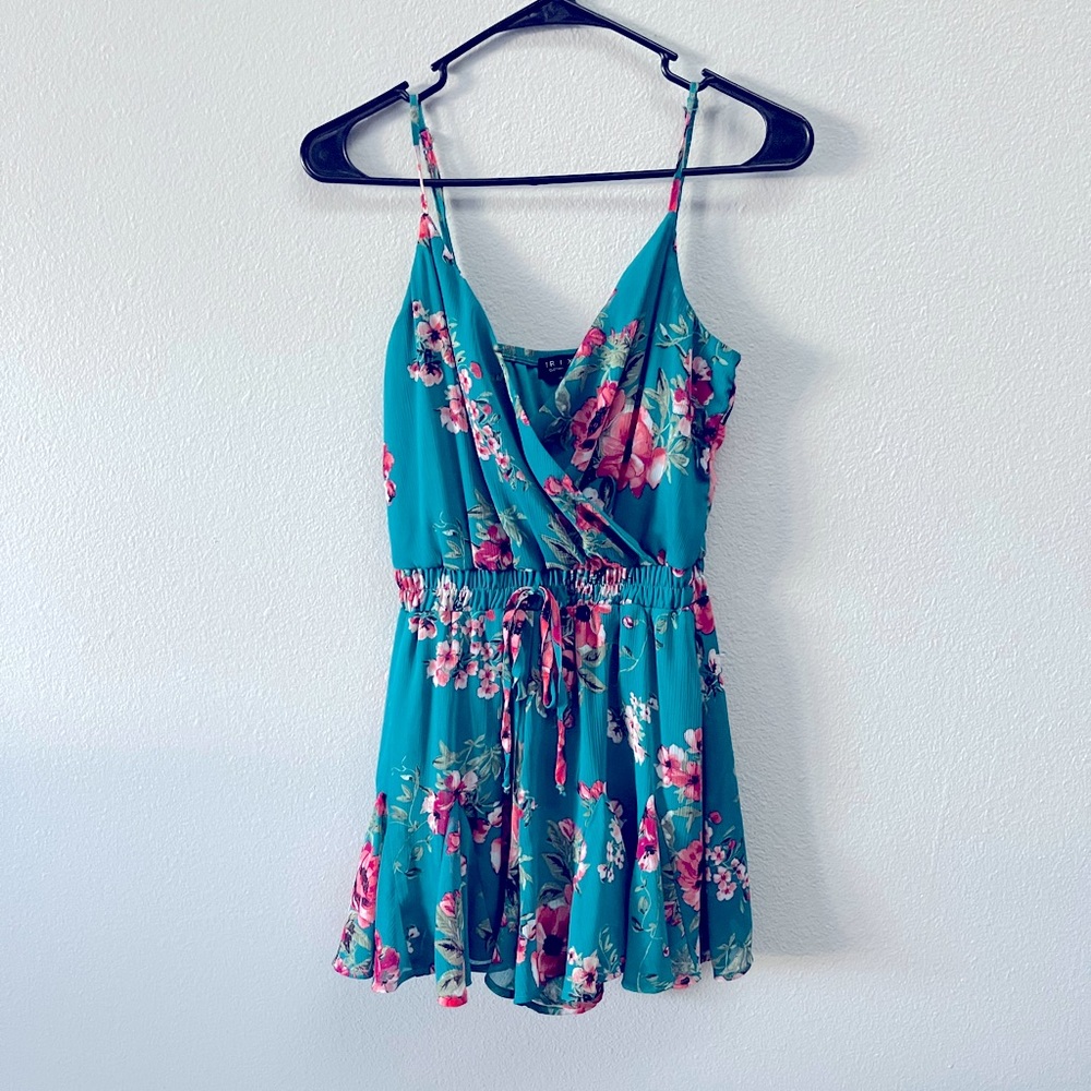 Floral green/blue romper.